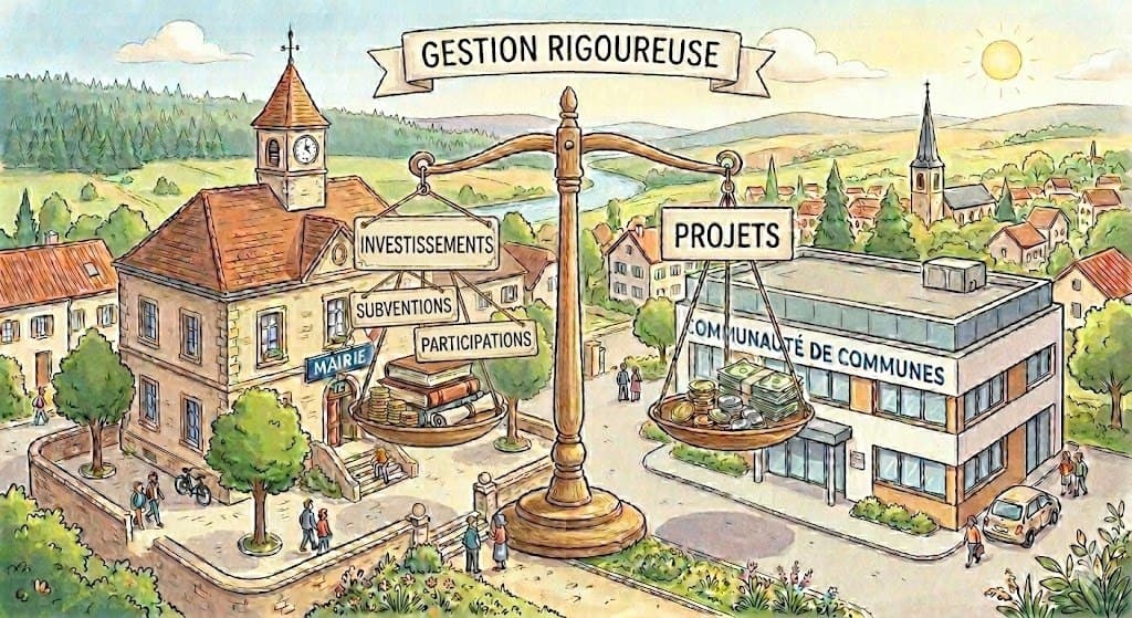 Illustration gestion rigoureuse : balance entre mairie et communauté de communes